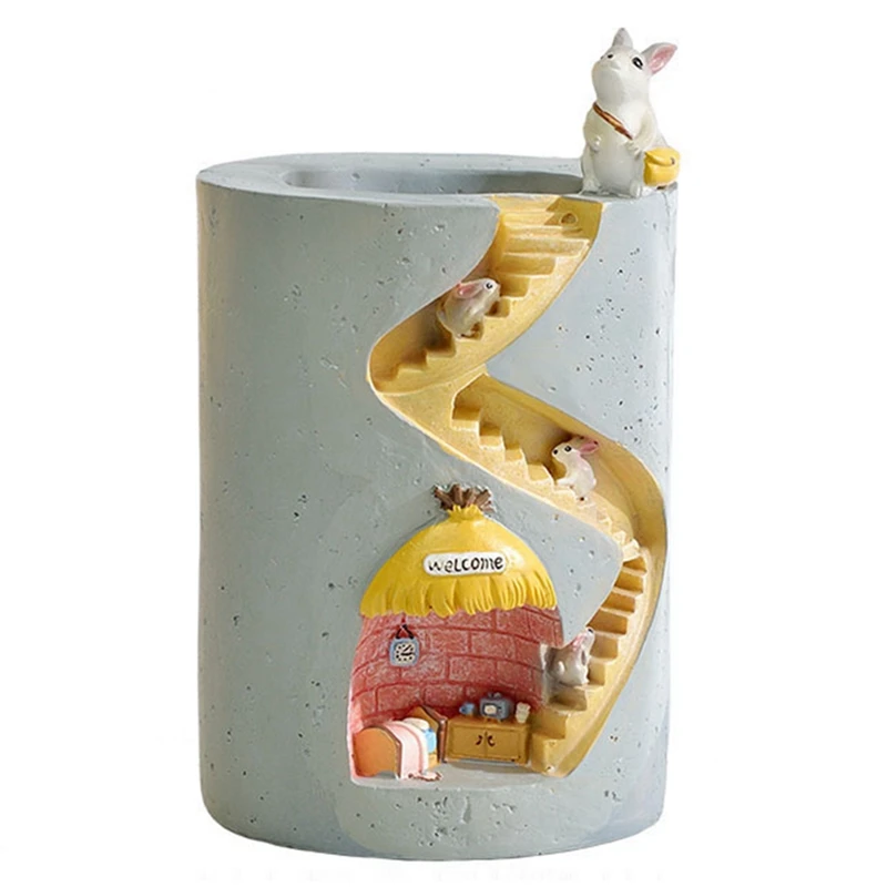 

Искусственный Горшок из смолы для выращивания воды, контейнер для посадки, Фигурка кролика, цветочный горшок, настольное украшение