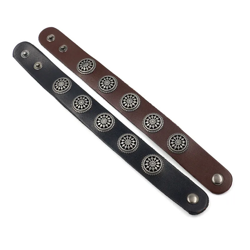 Мужской широкий кожаный браслет HI MAN Европейский Винтажный панк из сплава с