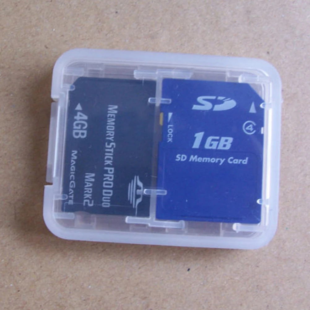 

1pc For SD SDHC TF MS Memory Card Storage Case Box Bag 8 in 1 Protector Holder Plastic Transparent Micro
