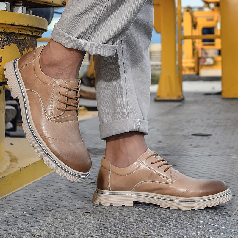 

High Quality Genuine Leather Mens Shoes Spring Autumn Casual Shoes Fashion Oxfords Business Office Shoes For Men Big Size 38-46