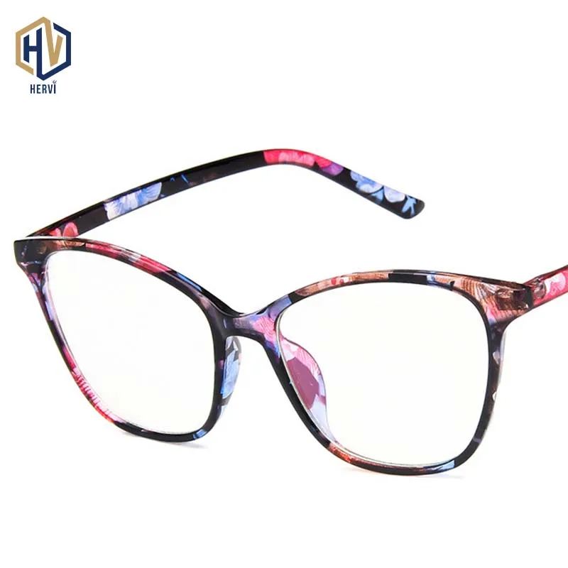 

New Cat Eyes Optics Glasses Frame Women Classic Fashion Metal Big Spectacles Frames Retro Printing Prescription Eyeglasses