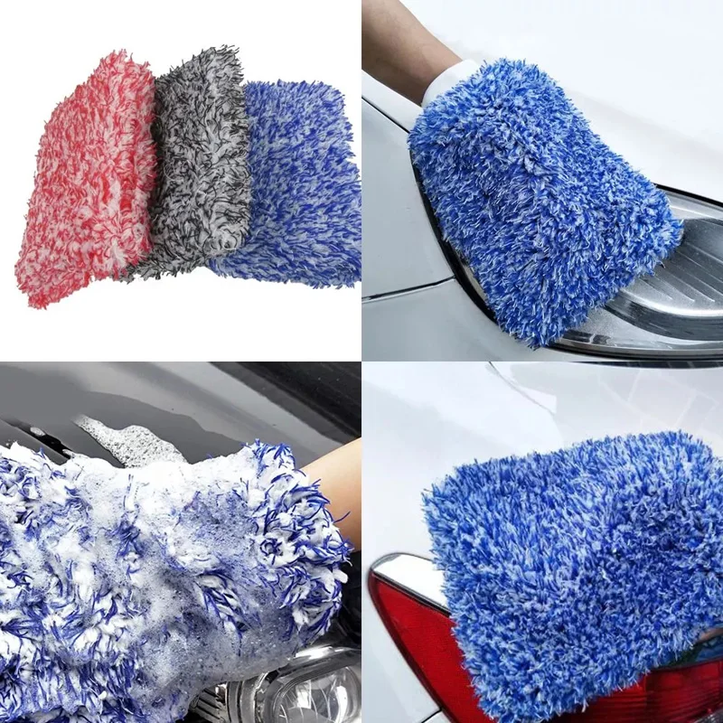 

MultiFunction Car Washing Gloves Ultra Soft Microfiber High Density Easy To Dry Auto Detailing Cleaning Wash Mitt Cloth