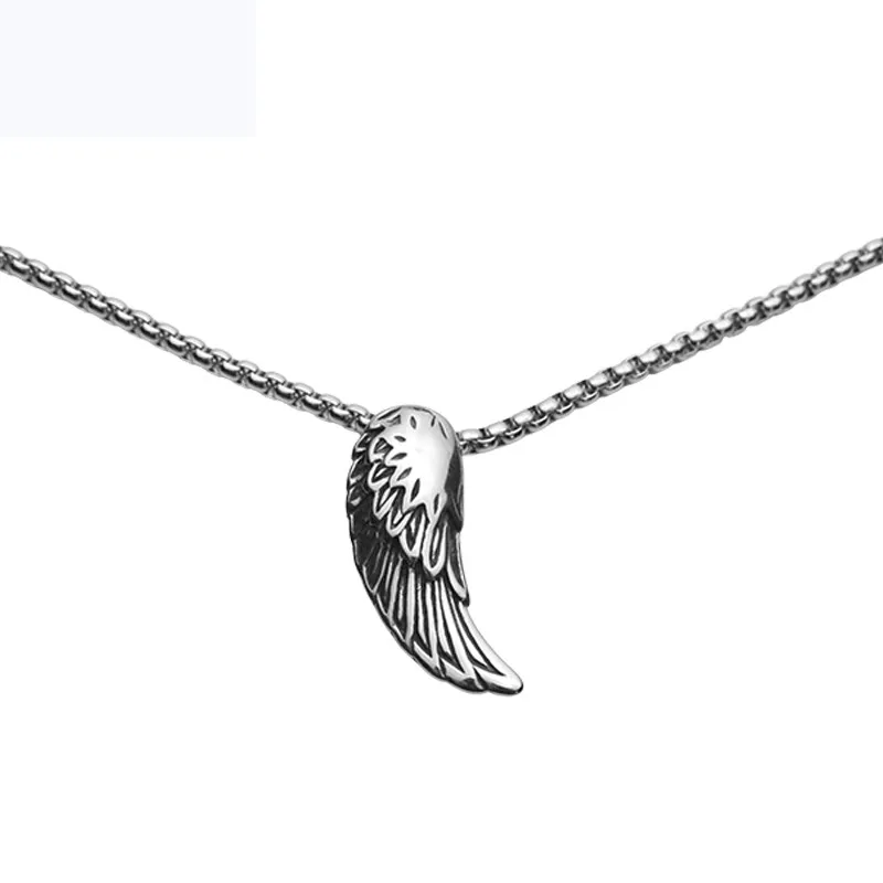 

New Fashion 316L Stainless Steel Necklace Angel Wing Titanium Steel Pendant Punk Style Party Jewelry Anniversary Gift