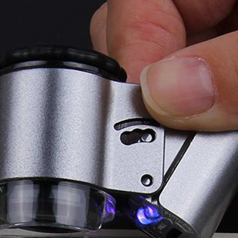 50X Ручной мини Карманный микроскоп Лупа ювелира с светодиодный светильник и УФ