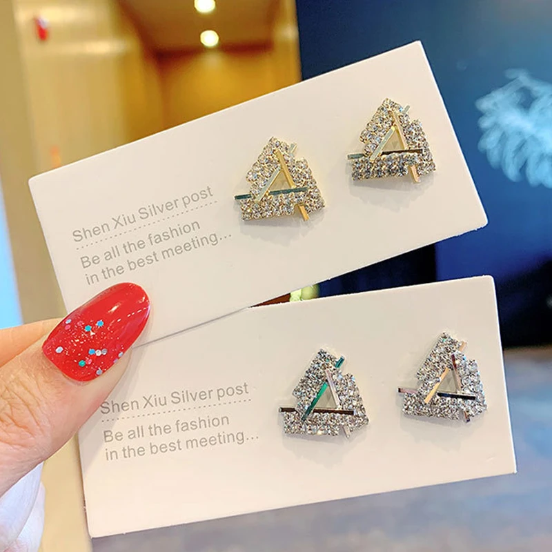 

Goth Fashion Jewelry 2021 Trend Vintage Unusual Stainless Stud Earrings For Women Aesthetic Piercing Korean Triangle Geometry