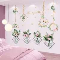 shijuekongjian flowers plants wall stickers diy hanging orchid wall decals for living room bedroom kitchen home decoration
