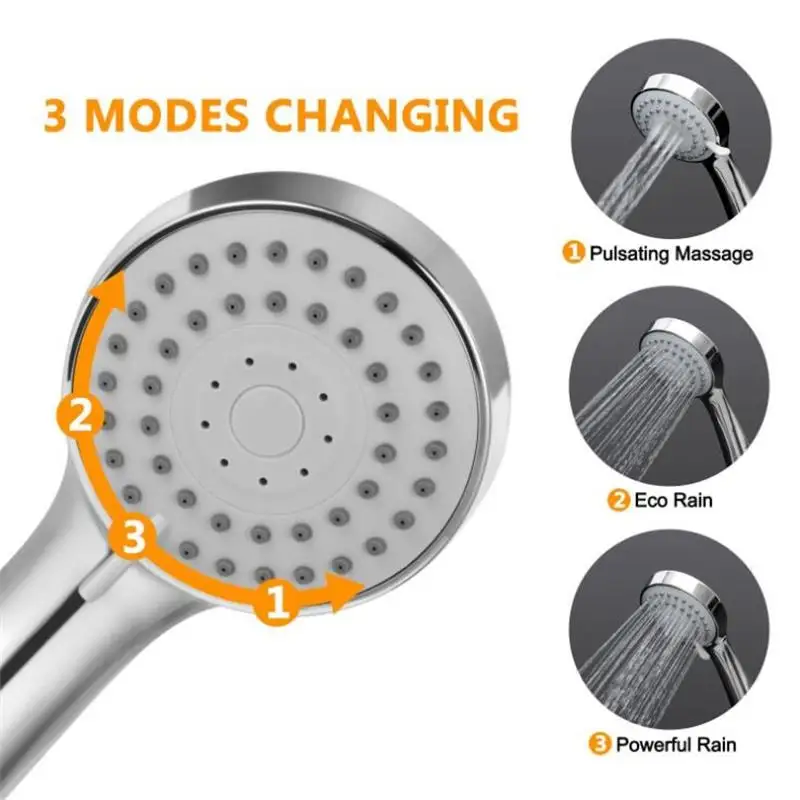 Shower Head Adjustable 3 Spray Setting Shower Head Handhled 