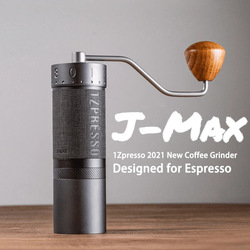 1ZPRESSO J-MAX Manual Coffee Grinder Hand Mill 48mm Titanium Coated Burr Designed For Espresso With A Unique External Adjustment