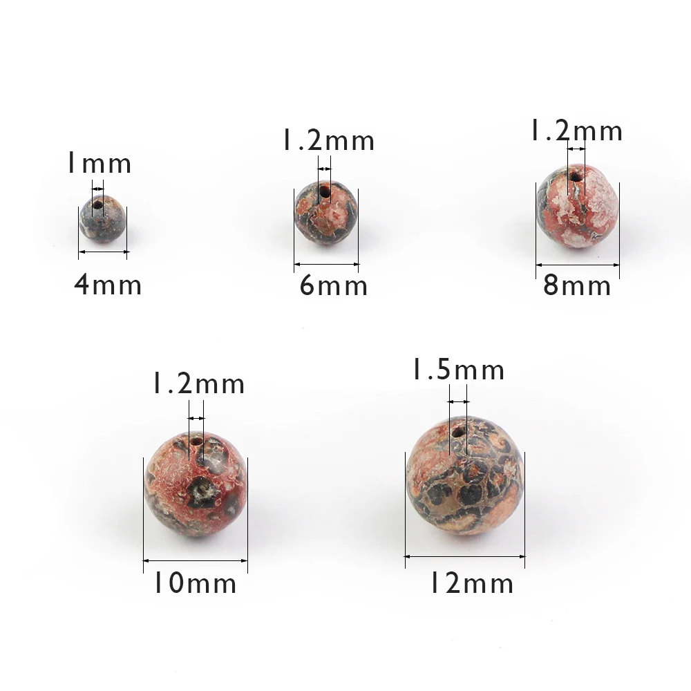 Круглые бусины YHBZRET незакрепленные из натурального камня Красного леопарда для