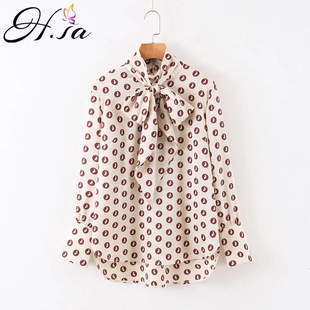 Женская шифоновая блузка H.SA Повседневная деловая рубашка с длинным рукавом и