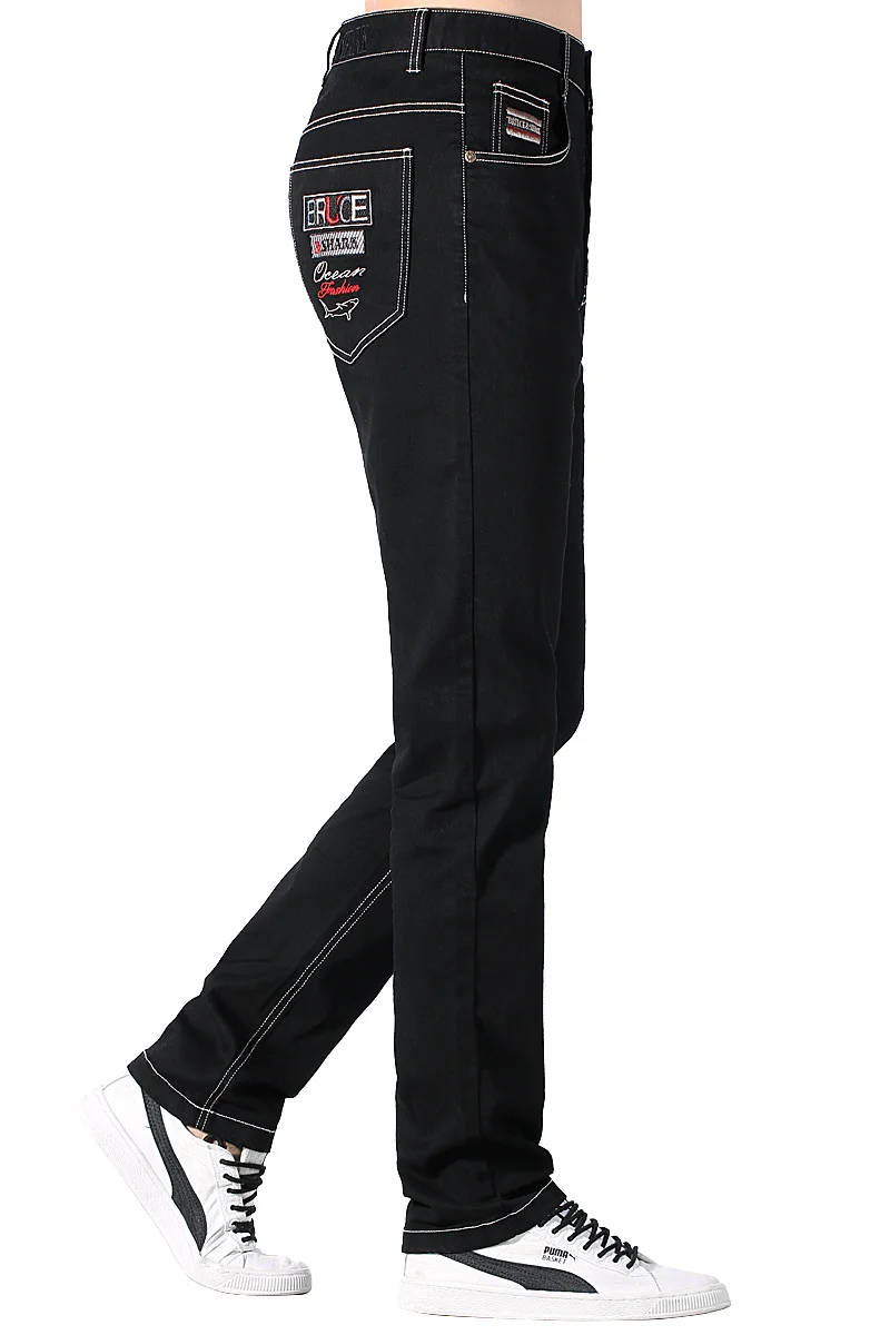 New Summer Men's Jeans Thin Loose Straight Leg Stretching Casual Fashion Classic Male Black  Jeans cowboy Big Size Bruce&Shark
