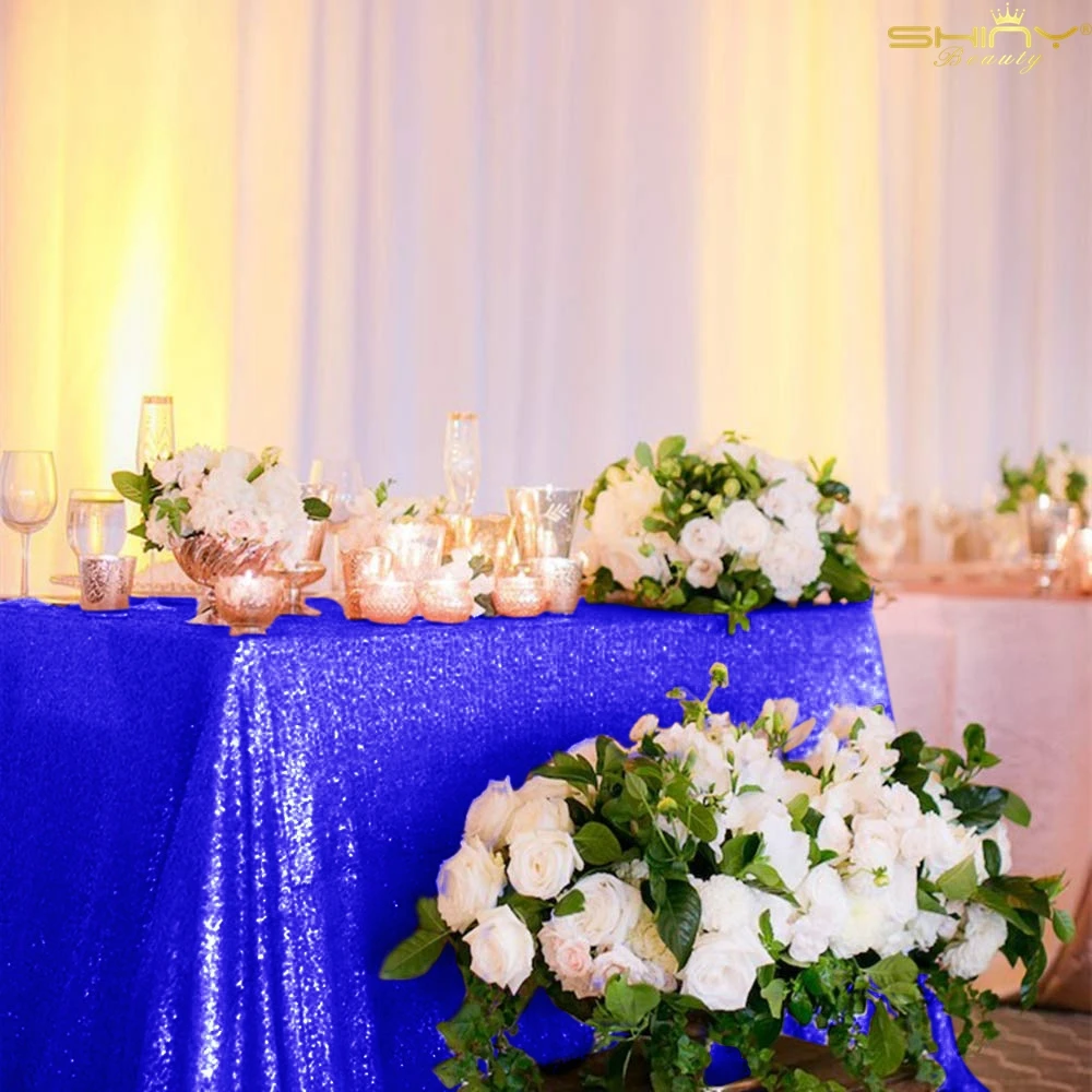 Блестящая скатерть ShinyBeauty-Королевская Blue-6ftx6ft квадратная блестящая свадебная с