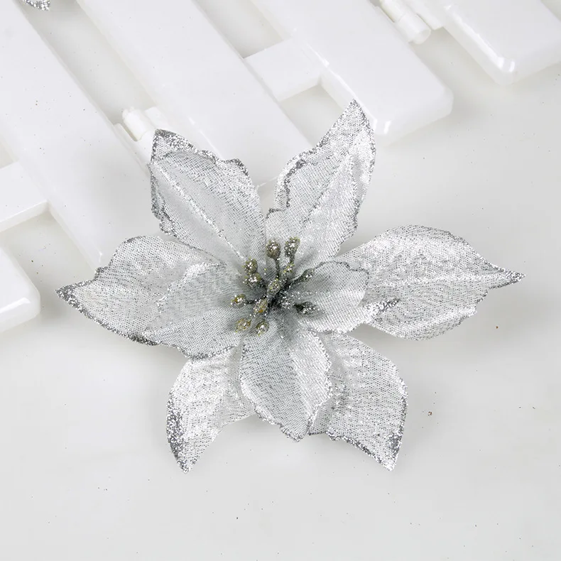 5 шт. Счастливого Рождества Санта искусственный цветок с золотистой кромкой для