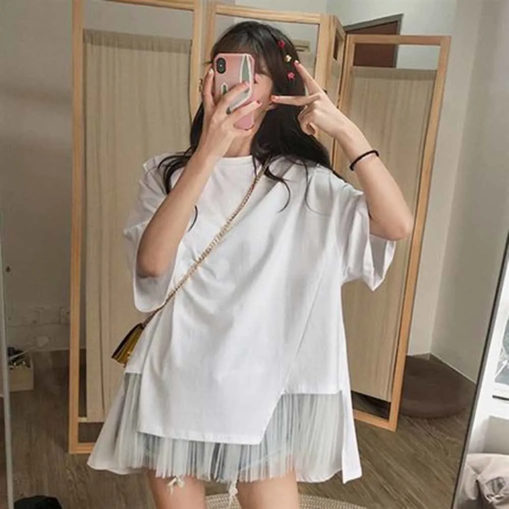 Фатиновая футболка с широким рукавом однотонная белая Черная