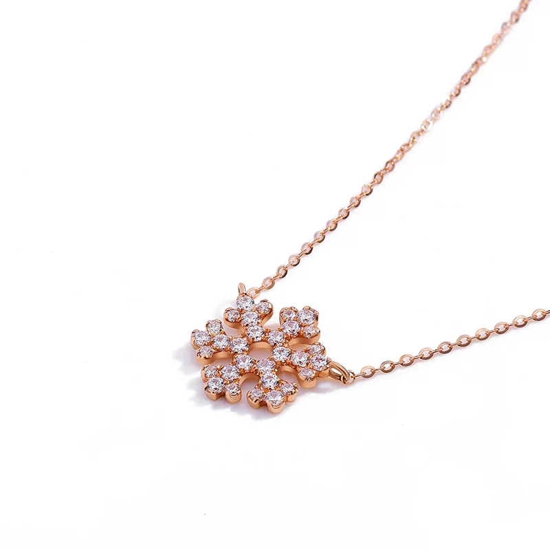 MYQAMRA 18K розовый золотой кулон-Снежинка Женская цепочка золотой кулон подарок на День святого Валентина для девушки