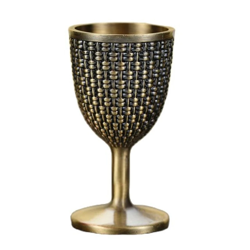 

Mini Spirits Wine Glasses Cup 20ml Copper Retro Embossed Bronze Diamond Vodka Goblet Drinking Antique Wine Glass Gift Decoration