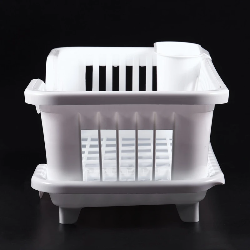 Kitchen Sink Dish Plate Utensil Drainer Drying Rack Holder Basket Organizer Tray White | Дом и сад