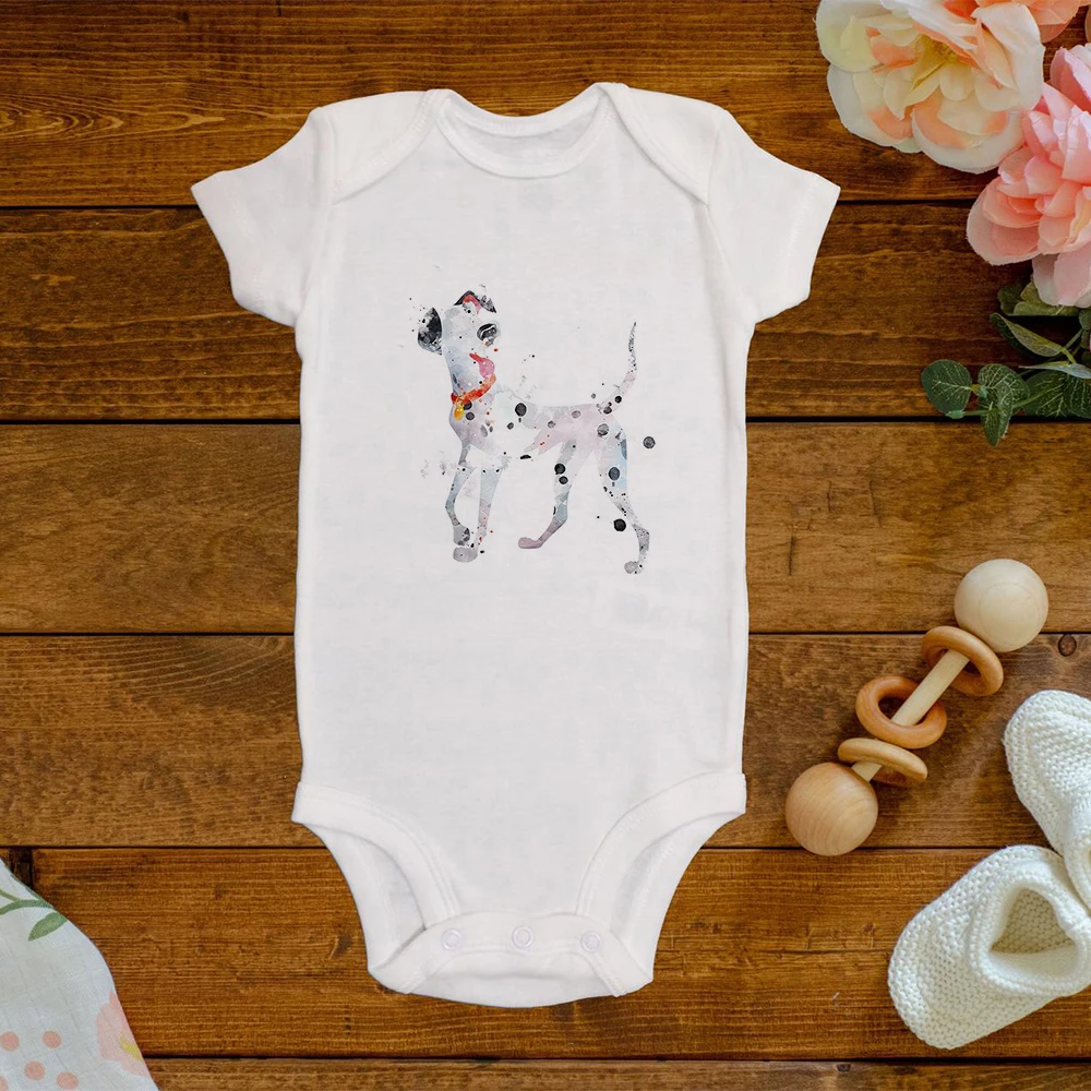 

101 Dalmatians Print Infant Bodysuits Summer Baby Girl Boy Newborn Jumpsuit Funny Harajuku Spotted Dog Toddler Romper