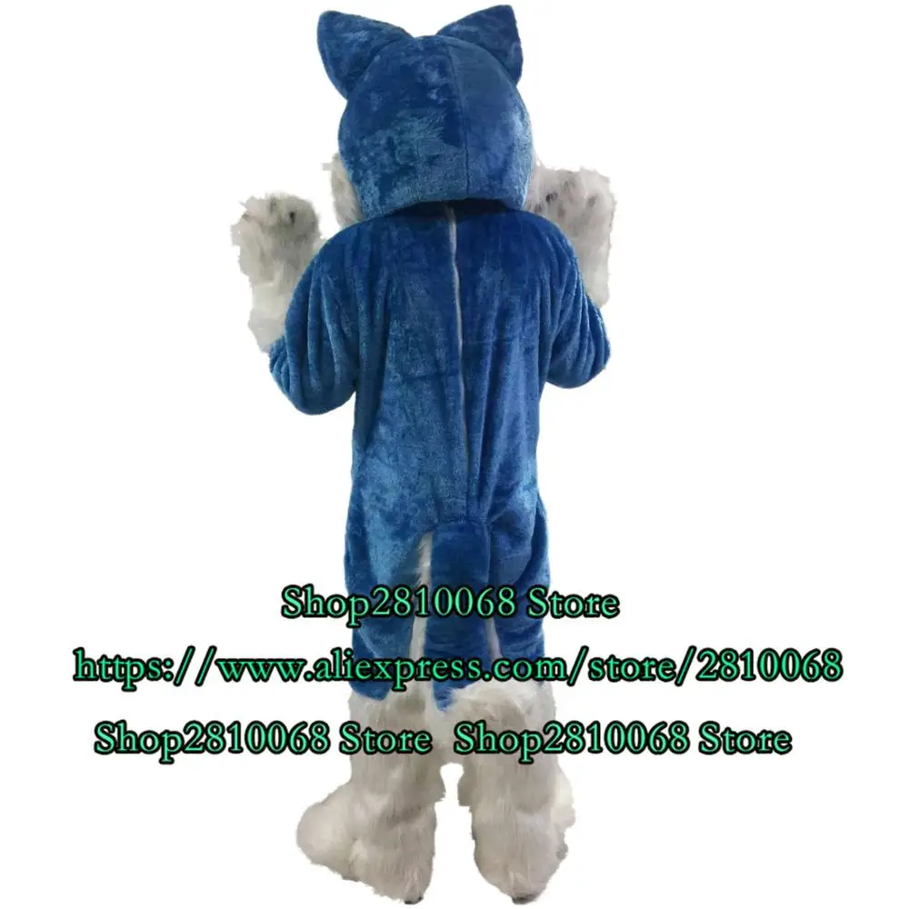 Костюм-талисман синего цвета Длинная кожаная куртка мультяшный костюм для