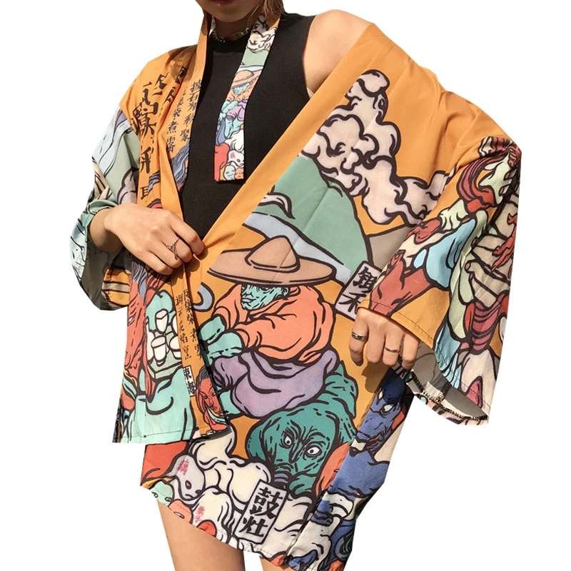 Японское кимоно юката кардиган модная блуза женское Haori в традиционном стиле Obi