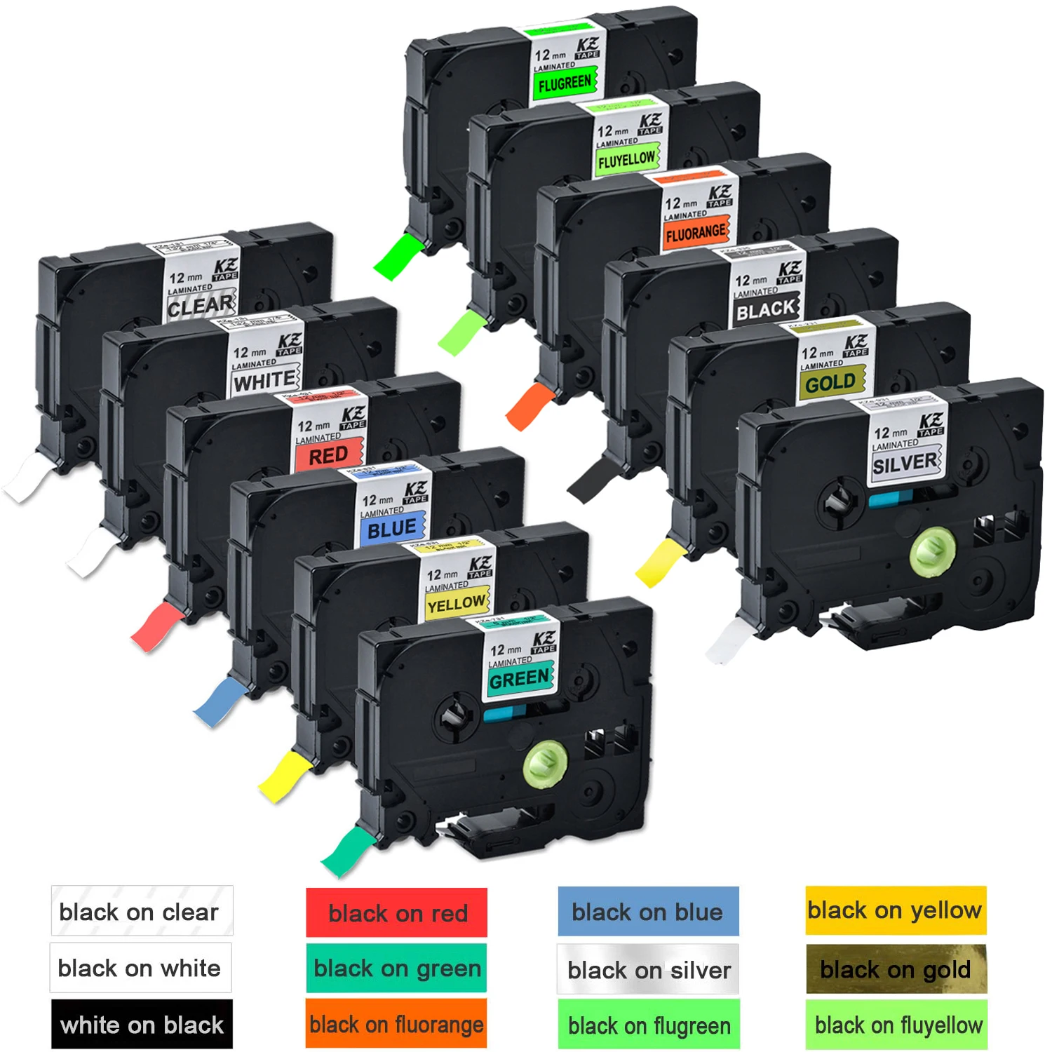 

12 шт. TZe-131/231/431/531/631/731/335/831/931/B31/C31/D31 12 мм лента для маркировки tze-231 tz231 для brother Pt-h110 Pt-d210 PT-P300BT