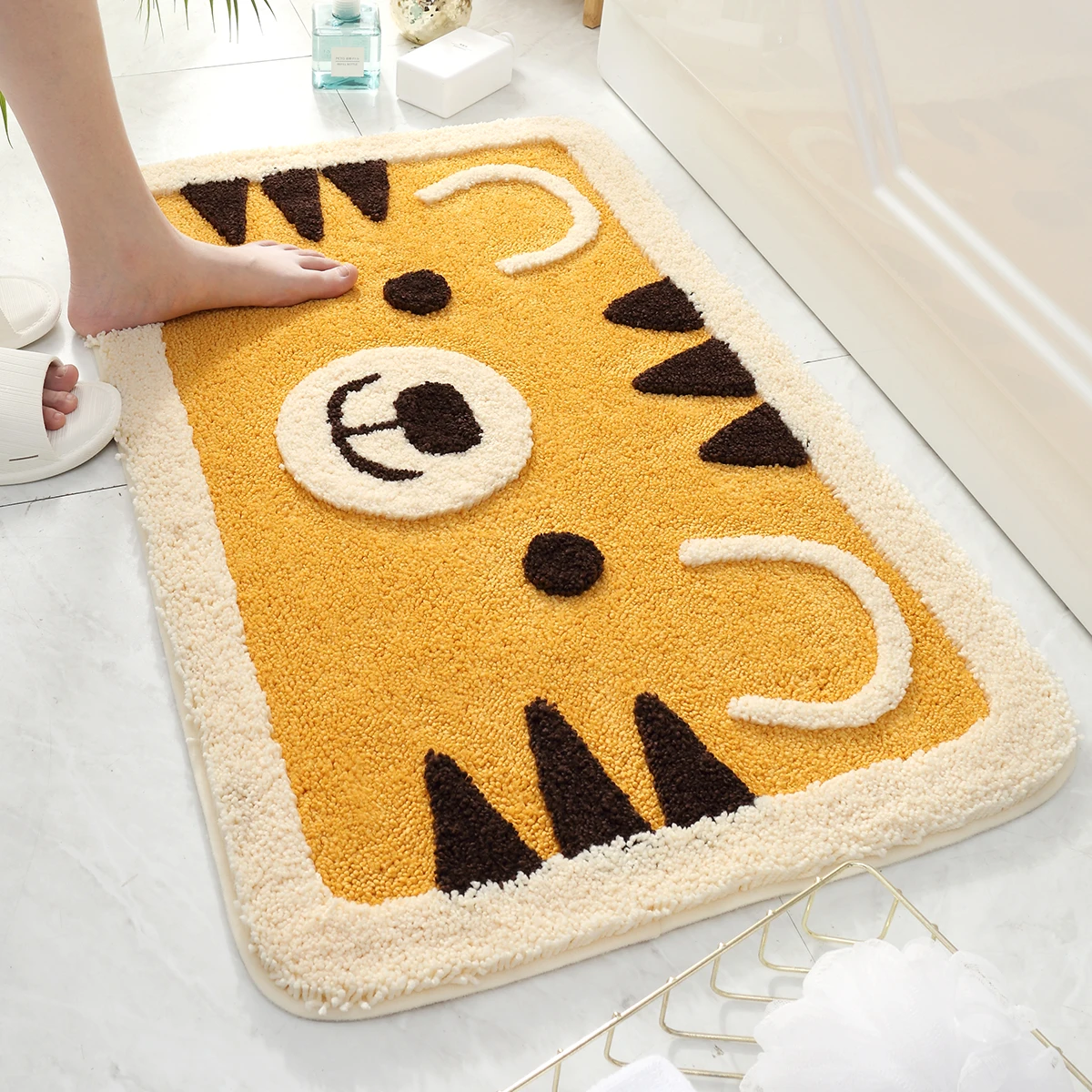

Friction-resistant Flocking Bath Mat Cartoon Bathroom Rug Bath Tub Side Carpet Function Entrance Mats Floor Mat Anti Slip Rugs