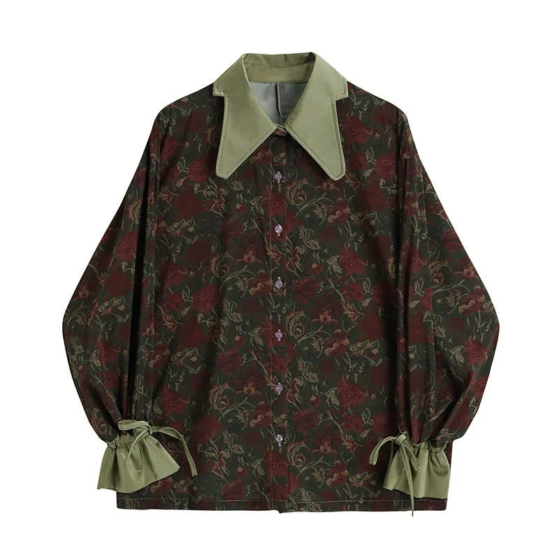 

Blouse Women Vintage Style Harajuku Shirt Floral Printing Loose Women's Blouse Shirt Street Style Spring 2021 Women Fashion