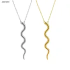 Женская Длинная подвеска в виде змеи, из серебра 925 пробы