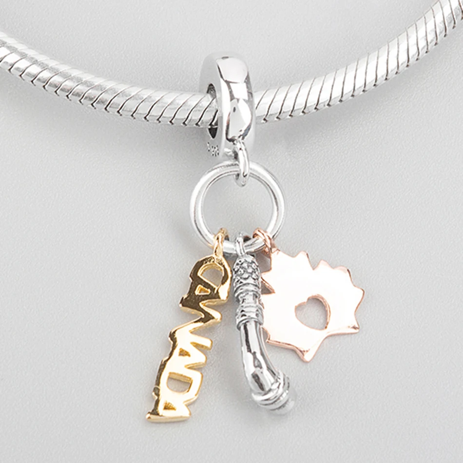 

Подлинная Серебряная сияющая Роза S925, клюшка для хоккея, кленовый лист, кулон, бусина, Шарм для женщин, браслет, ювелирные изделия «сделай са...