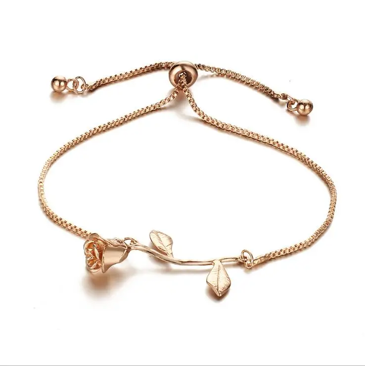 DoreenBeads модный эмалевый кулон для женщин, девушек, розовое золото, красный цветок розы, кулон 50 см(19 5/")-45 см(17 6/8"), длинный 1 шт