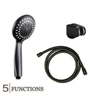 Ручная Лейка для душа, 5 функций, матовый черный цвет, настенный набор для душа с шлангом и держателем для душа, водосберегающий распылитель