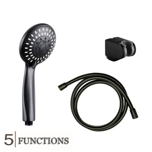 Ручная Лейка для душа, 5 функций, матовый черный цвет, настенный набор для душа с шлангом и держателем для душа, водосберегающий распылитель