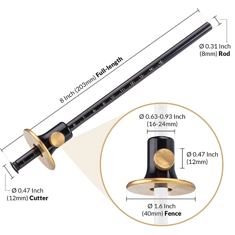 

B9HF Wheel Marking Gauge,Marking Gauge, Marking Gauge Woodworking,Metric Imperial Ruler, Marker Tool for Woodwork