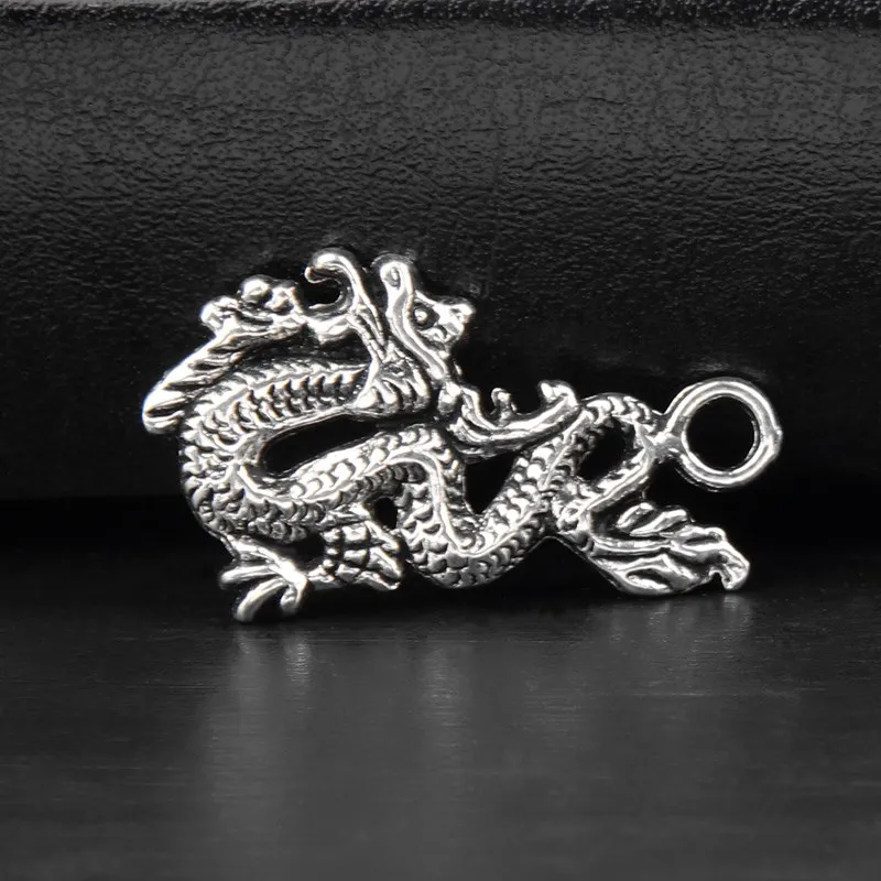 

10 шт./лот Серебряные Подвески Дракон «сделай сам» фурнитура для ювелирных изделий аксессуары ручной работы 26,5x15 мм