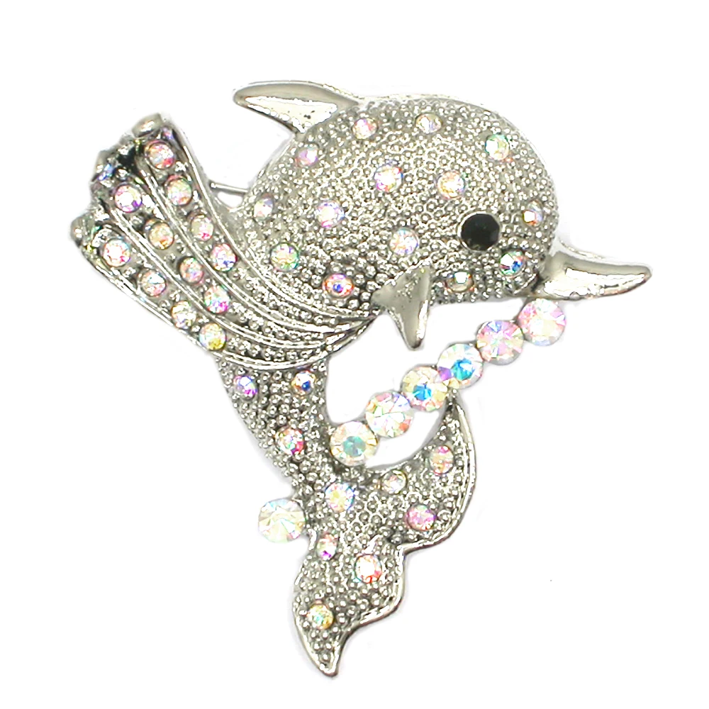

Dolphins Rhinestone Brooches For Women Men Fashion Jewelry Retro Boutonniere Hijab Pins Elegant Coat Accessories