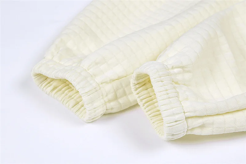 WannaThis Autumn 2 Pieces Sets Women Crop Top and Pant Leggings Loose Basic Beige Fashion Casual Slim Fit Soft Comfortable Set |