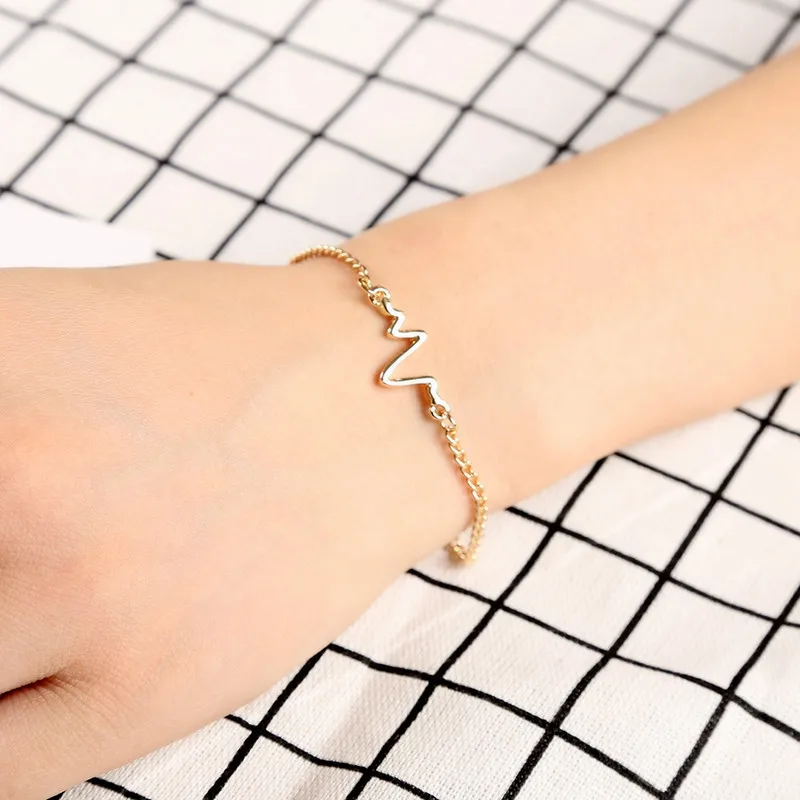 Лидер продаж модные корейские простые браслеты-манжеты с изображением волн ЭКГ