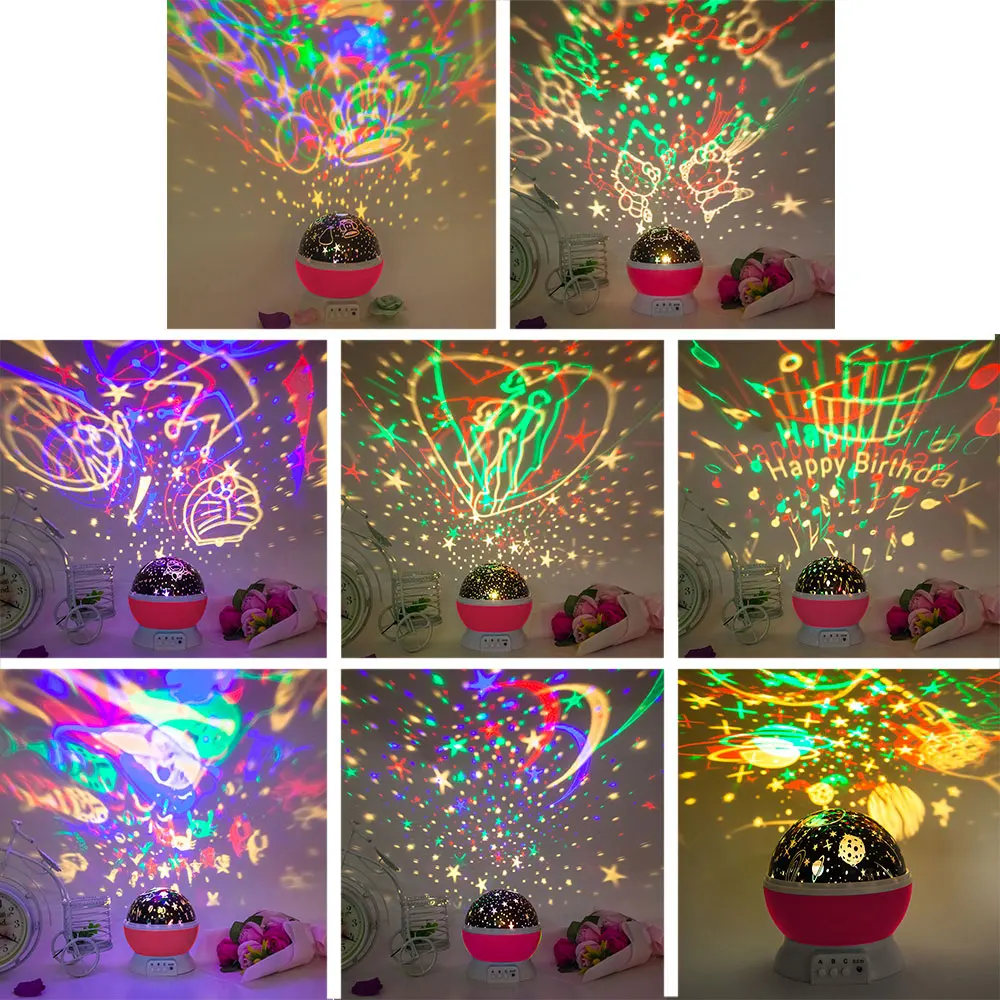 Проекционная лампа ночник Подарки домашний декор USB мульти узоры креативные