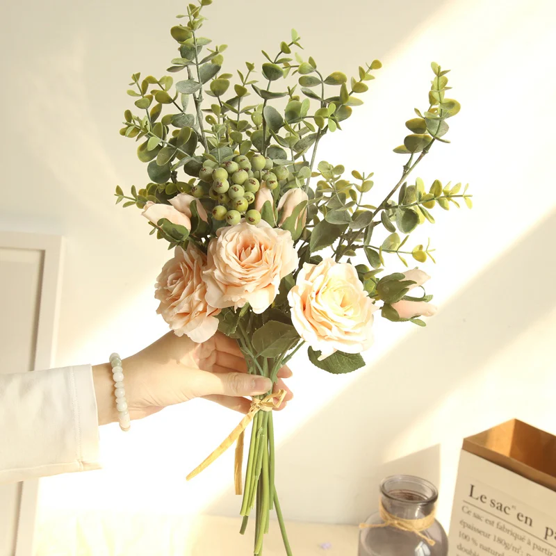 

Artificial Wind Rose Eucalyptus Home Decoration Wedding Bouquets Desktop Bonsai Creative Crafts Simulation Plants