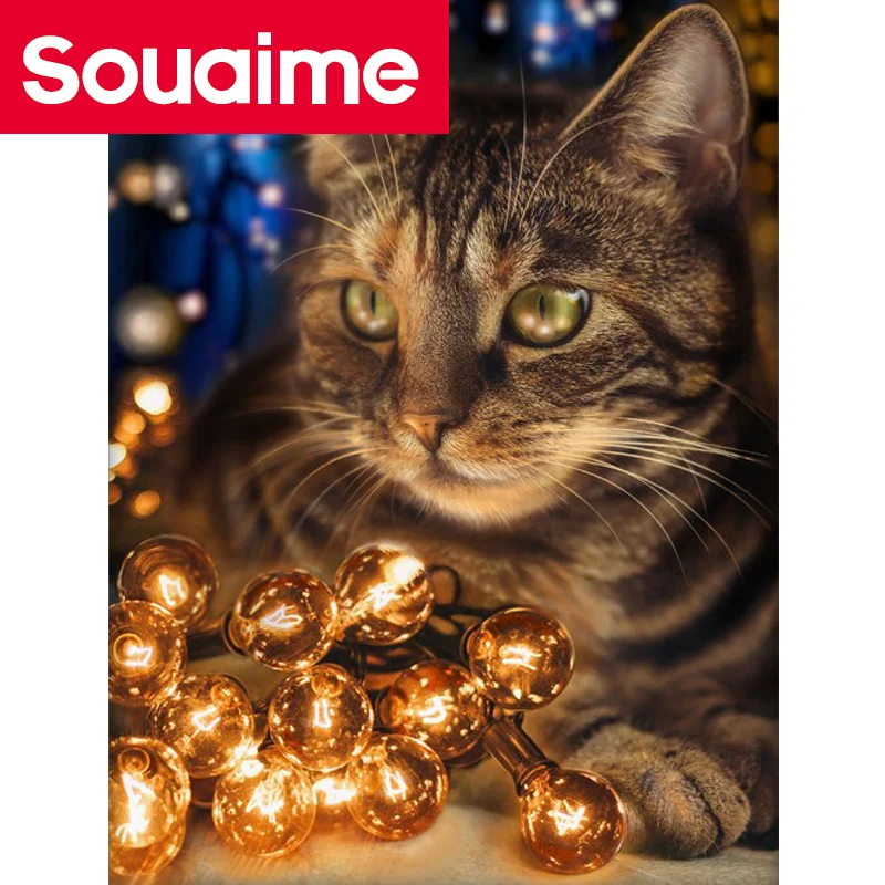 Полная квадратная Алмазная картина с изображением кота 5D алмазная вышивка в