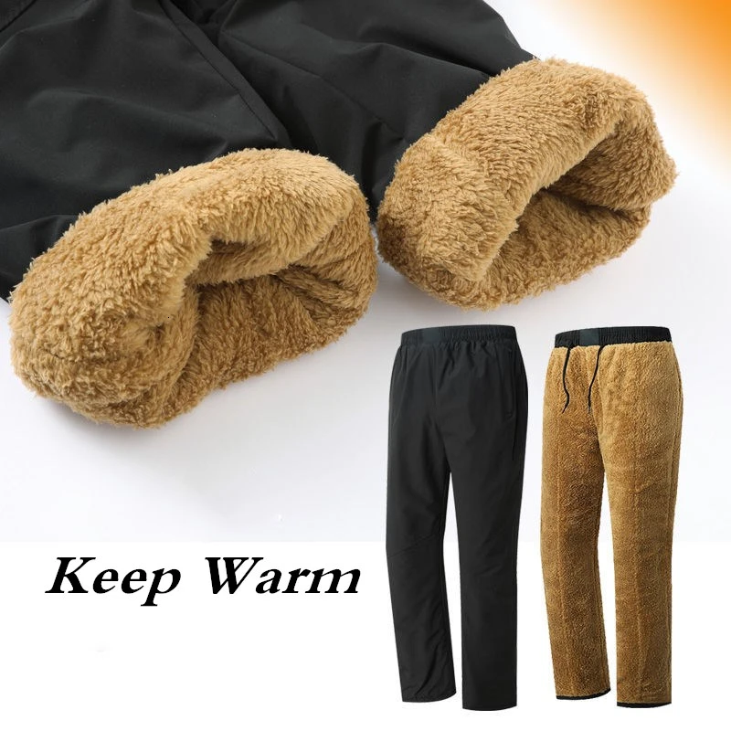 Зимние мужские утепленные флисовые термобрюки большого размера плюс бархатные