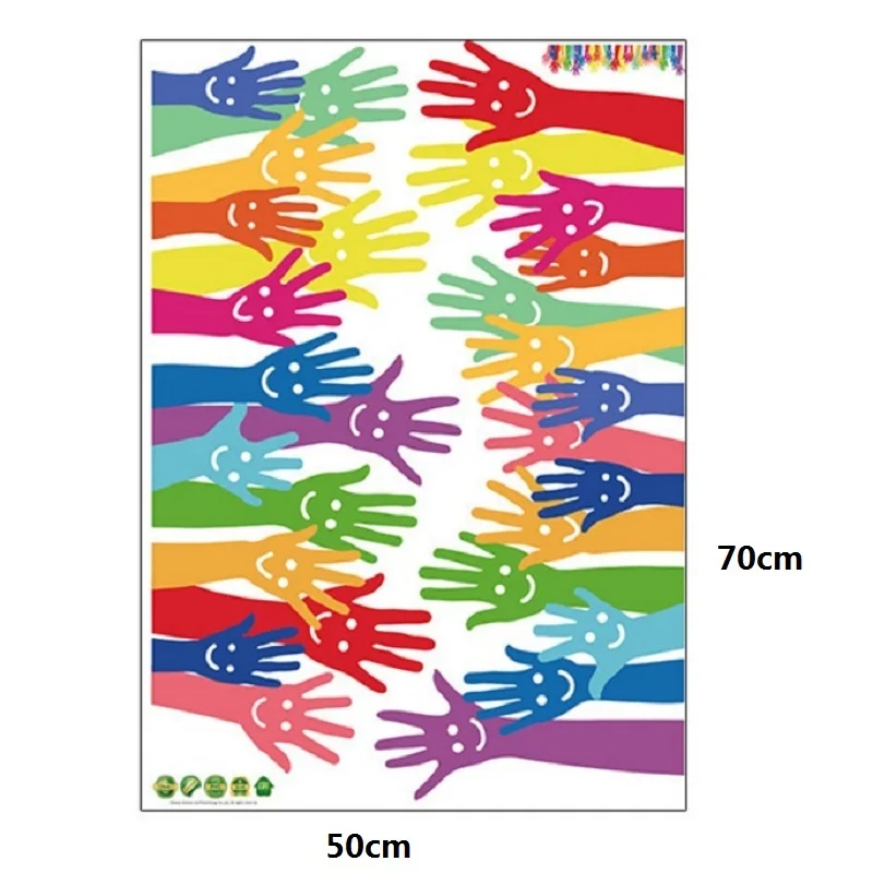 

Colourful Smiley Handprint Pattern Wall Sticker For Kids Room Baseboard Decorations Diy Cartoon Mural Art Pvc Home Decal