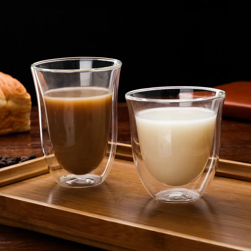 2 шт./лот двойная стеклянная чашка кофейная кружка высокая боросиликатная