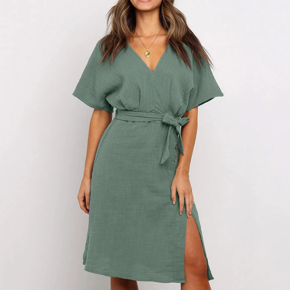 Модное повседневное летнее платье для женщин Boho Trips Пляжное v-образный вырез