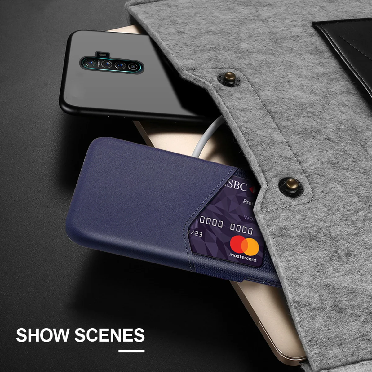 Для Oppo Reno Ace чехол из искусственной кожи мягкая ткань комбинированный