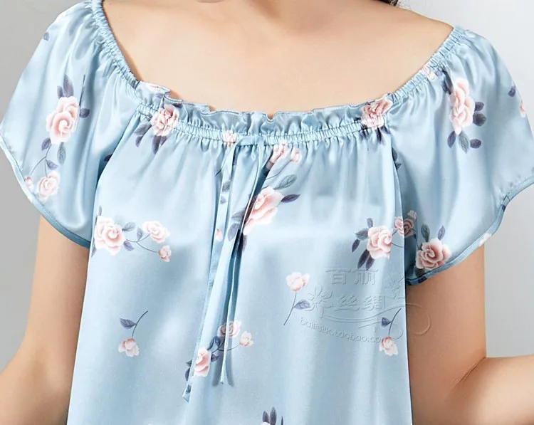 Большие размеры 100% шелковое свободное платье Милая шелковая ночная рубашка