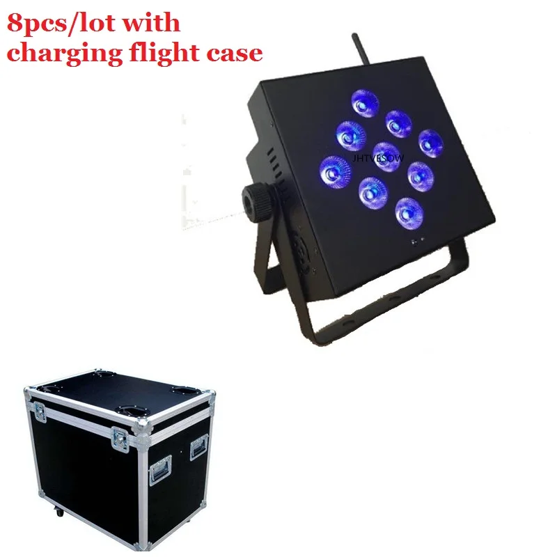 8pcs with charging road case led battery wireless par light club lighting wash effect wedding lights white/black | Лампы и освещение