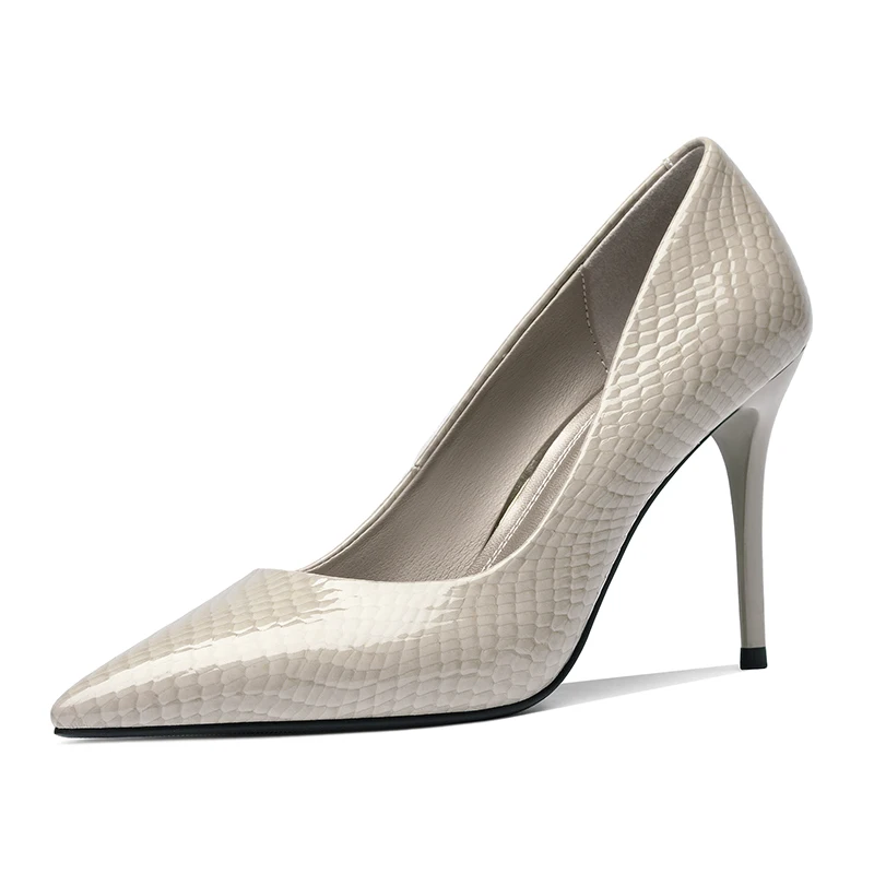 

Spring Women Pumps Ladies Party Shoes Microfiber Sexy Apricot Black Gray Woman Pointed Toe High Thin Heels Plus Size 40 43 M