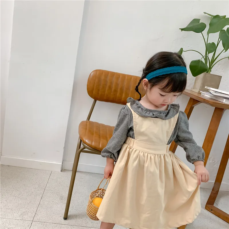 Весеннее платье для девочек из чистого хлопка с поясом на спине пуговицах