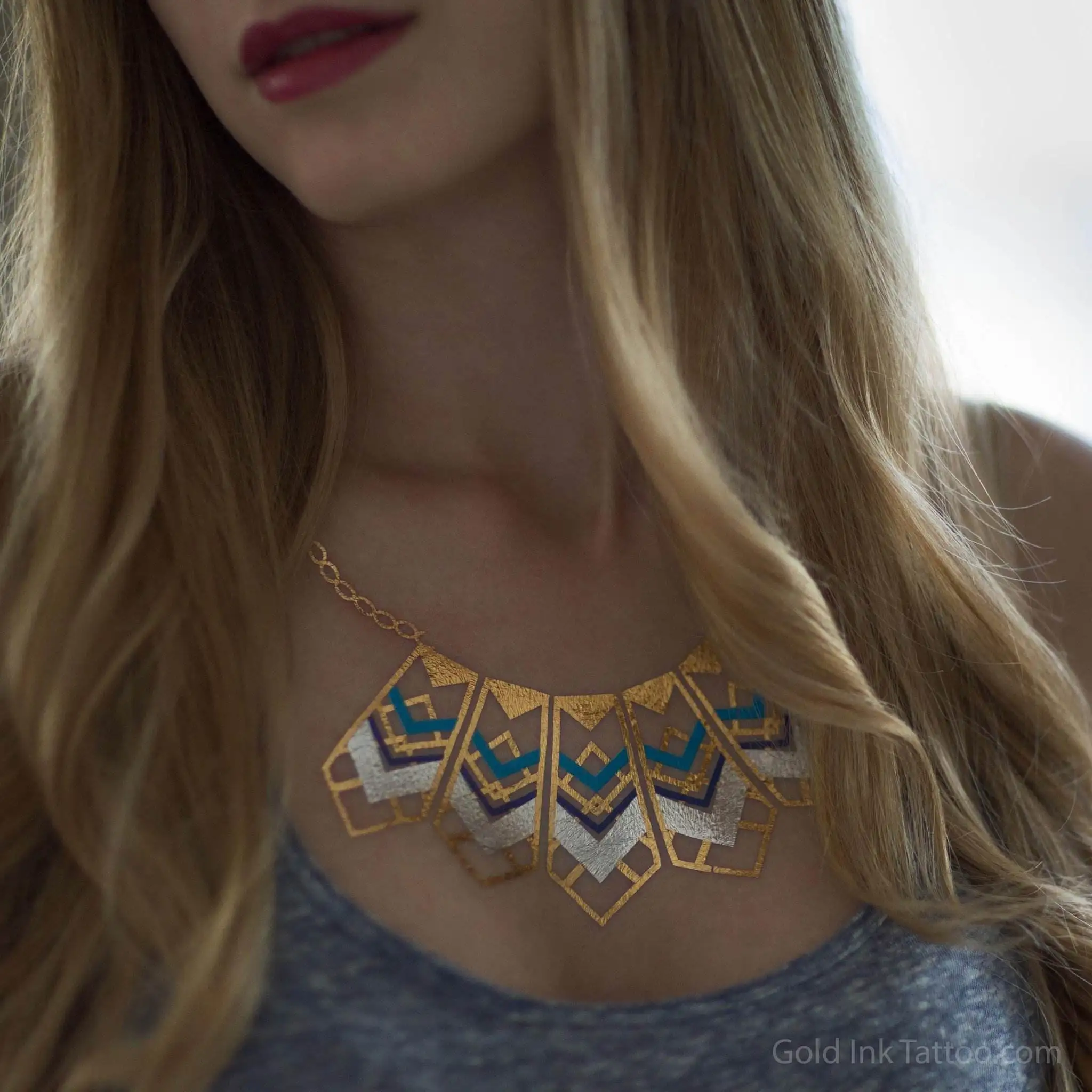 20X14 12 шт Вспышка Цвет Татуировки Временный макияж комплект синий будущее